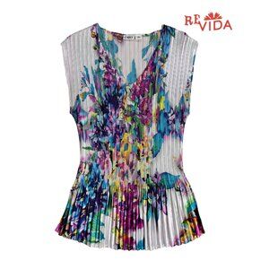 Cato Accordion Pleated Style Sleeveless Top